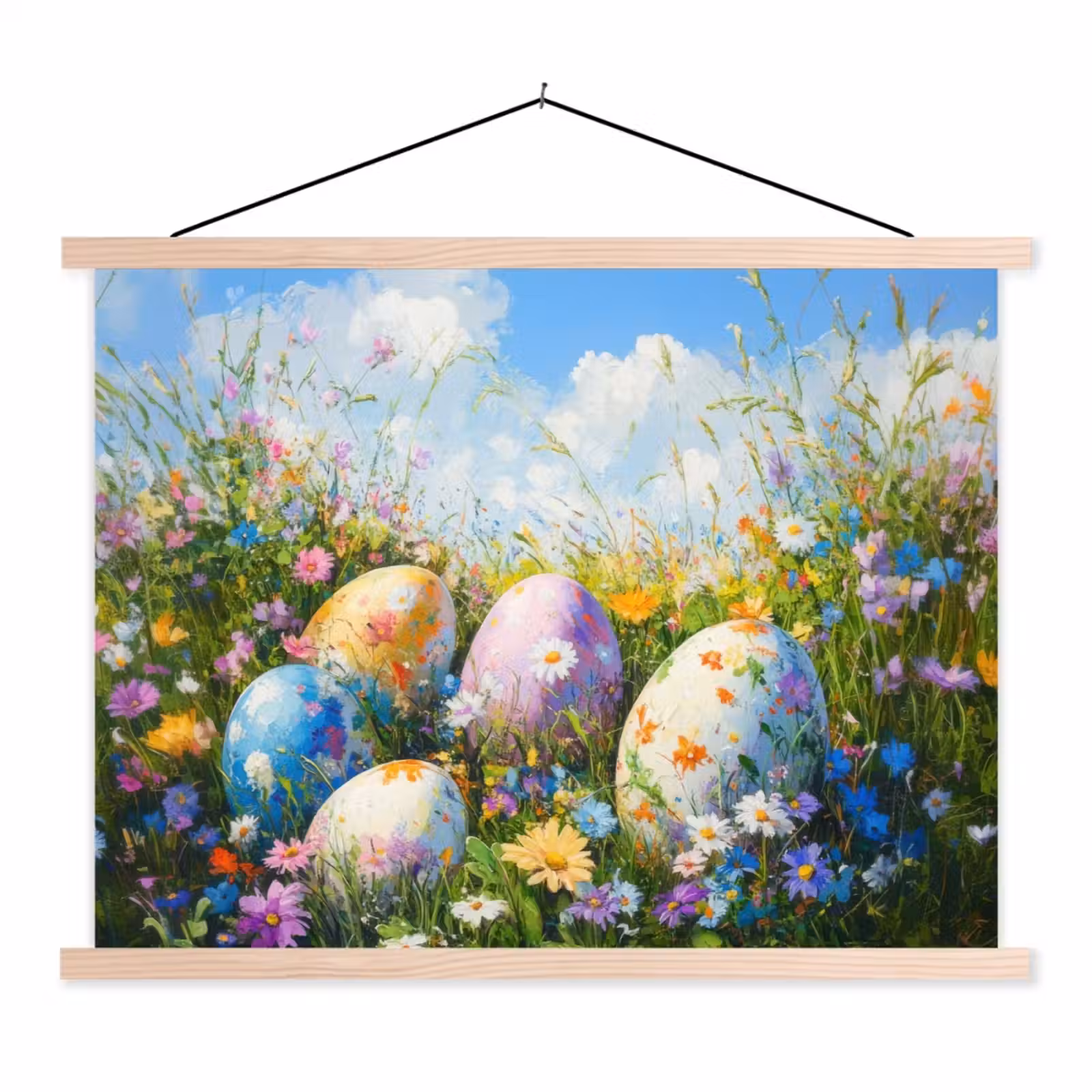 Schoolplaat - Grasveld - Eieren - Bloemen — 1