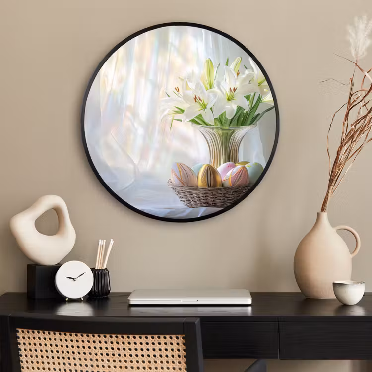 Ronde fotolijst - Vaas - Eieren - Bloemen — 2