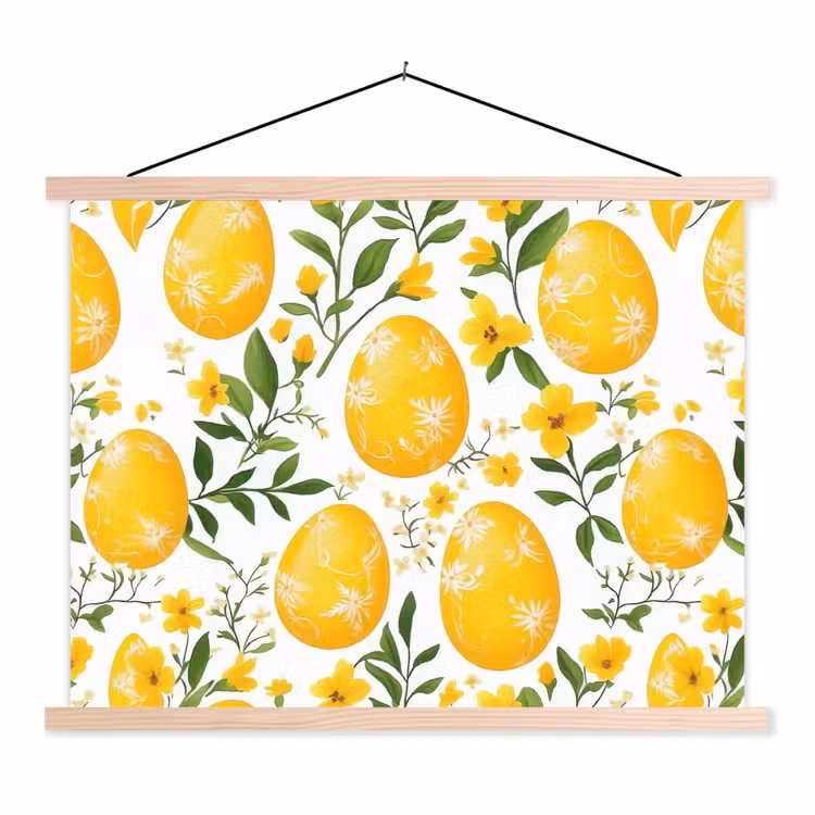 Schoolplaat - Bloemen - Paaseieren - Geel — 1