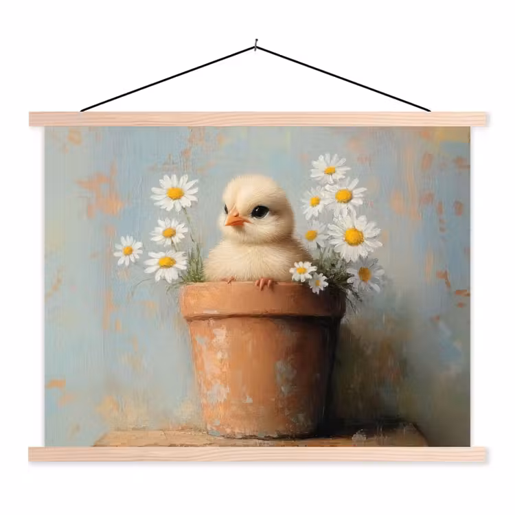 Schoolplaat - Bloempot - Kuiken - Bloemetjes — 1