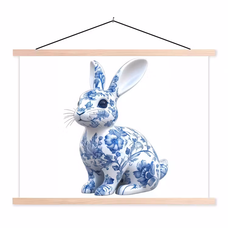 Schoolplaat - Delftsblauw - Haasje - Wit — 1