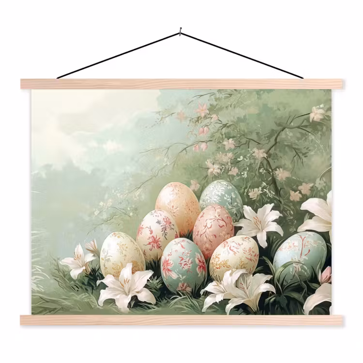Schoolplaat - Paaseieren - Pasteltinten - Bloemen — 1
