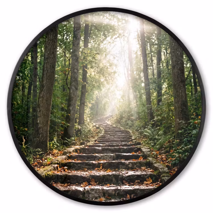 Ronde fotolijst - Stenen - Trap - Bos - Natuur — 1