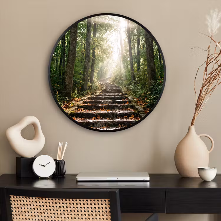 Ronde fotolijst - Stenen - Trap - Bos - Natuur — 2