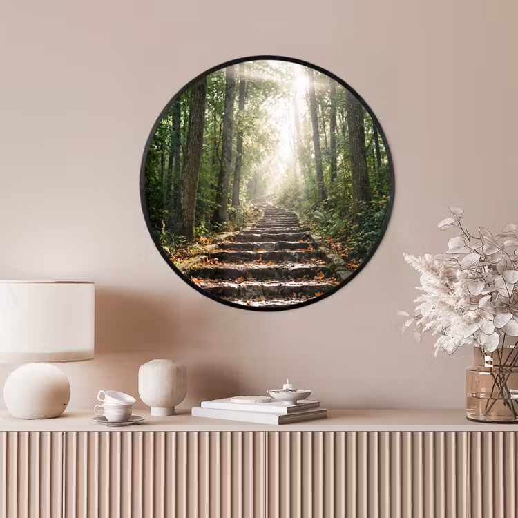 Ronde fotolijst - Stenen - Trap - Bos - Natuur — 4