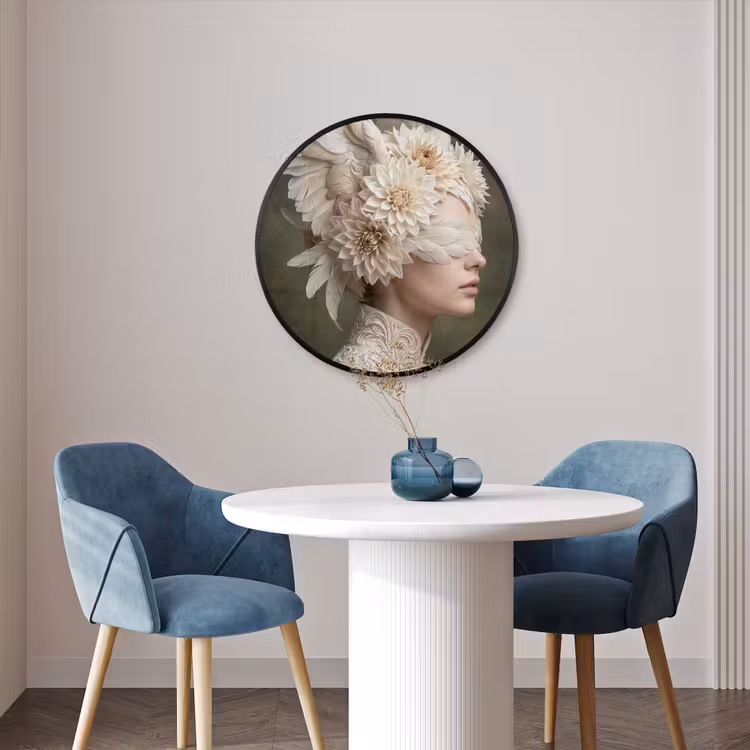Ronde fotolijst - Vleugels - Vrouw - Wit — 3