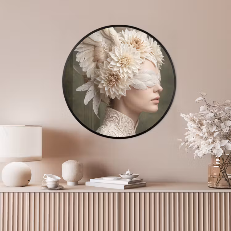 Ronde fotolijst - Vleugels - Vrouw - Wit — 4