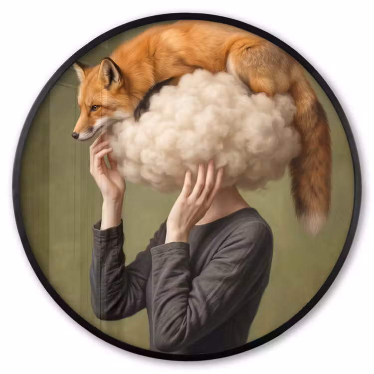 Ronde fotolijst - Vos - Surrealistisch - Groen — 1