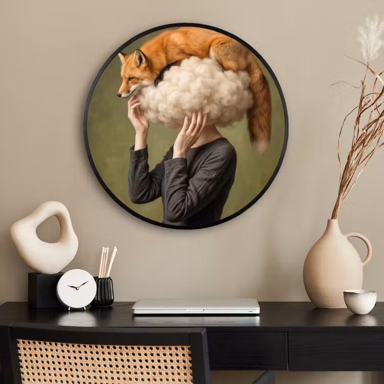 Ronde fotolijst - Vos - Surrealistisch - Groen — 2