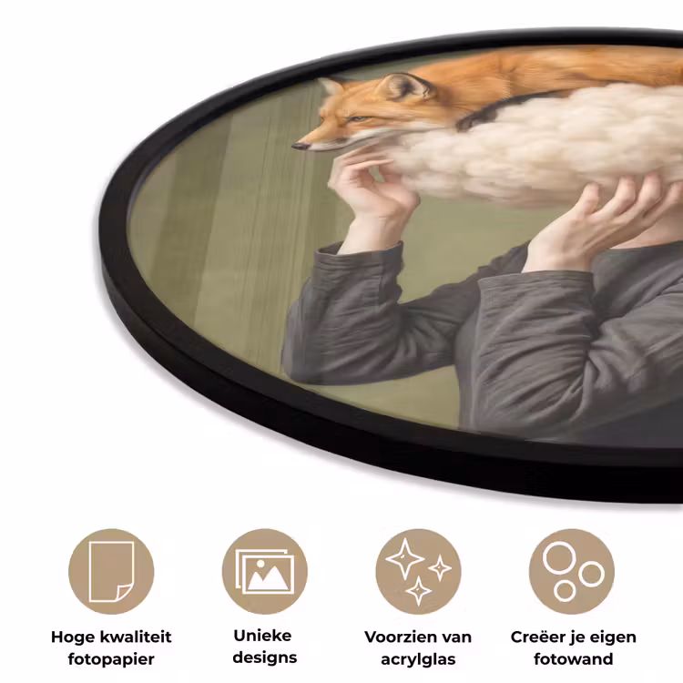 Ronde fotolijst - Vos - Surrealistisch - Groen — 5