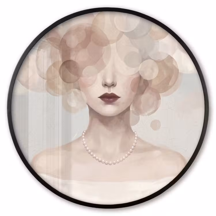 Ronde fotolijst - Vrouw - Cirkels - Beige — 1