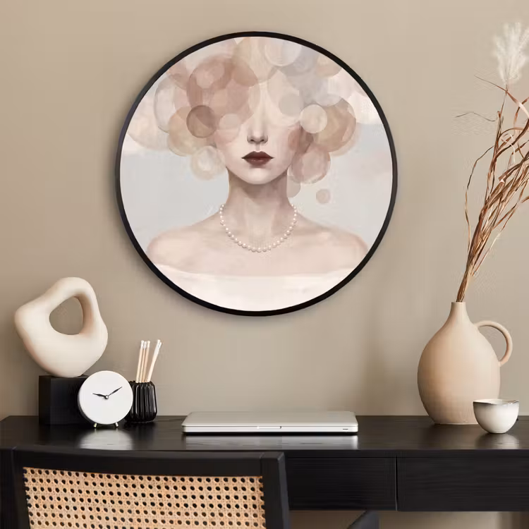 Ronde fotolijst - Vrouw - Cirkels - Beige — 2