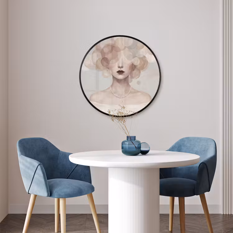 Ronde fotolijst - Vrouw - Cirkels - Beige — 3