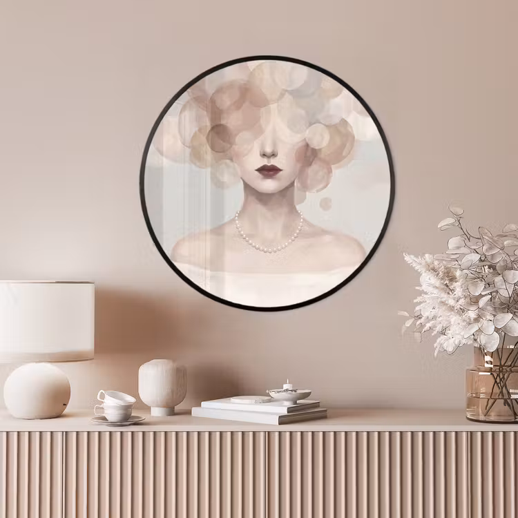 Ronde fotolijst - Vrouw - Cirkels - Beige — 4