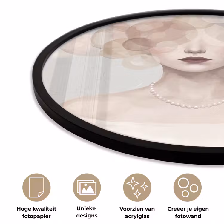 Ronde fotolijst - Vrouw - Cirkels - Beige — 5