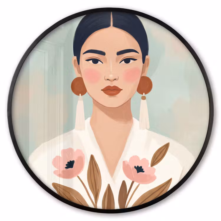 Ronde fotolijst - Vrouw - Kimono - Pastel — 1