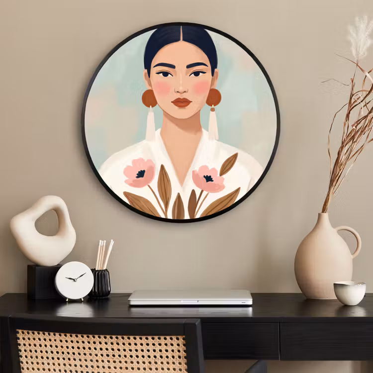 Ronde fotolijst - Vrouw - Kimono - Pastel — 2
