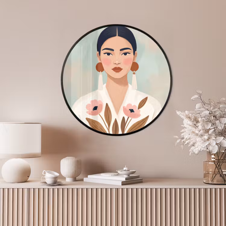 Ronde fotolijst - Vrouw - Kimono - Pastel — 4