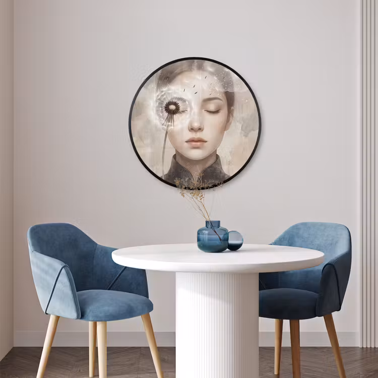 Ronde fotolijst - Vrouw - Sereen - Grijs — 3