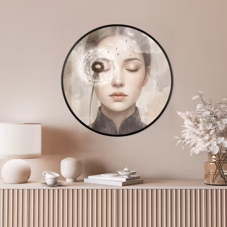 Ronde fotolijst - Vrouw - Sereen - Grijs — 4