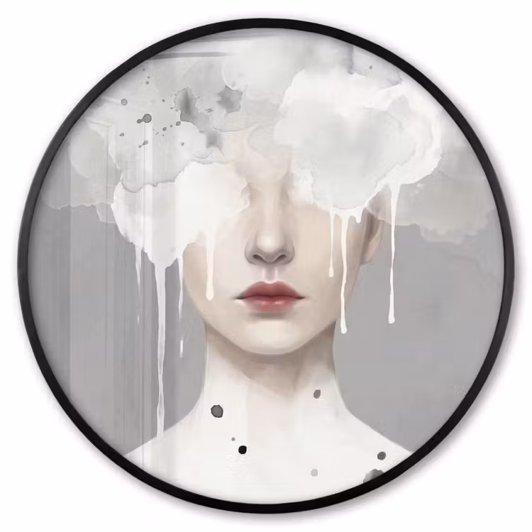 Ronde fotolijst - Vrouw - Wolk - Grijs — 1