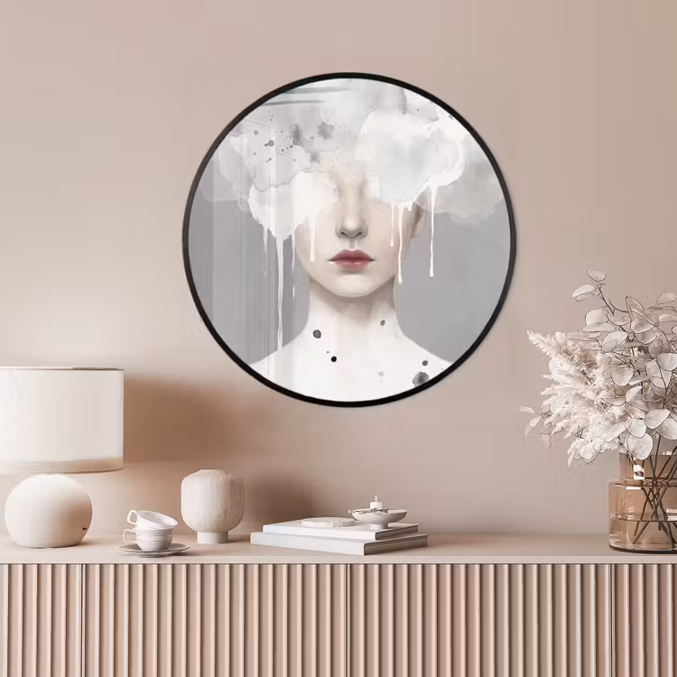 Ronde fotolijst - Vrouw - Wolk - Grijs — 4