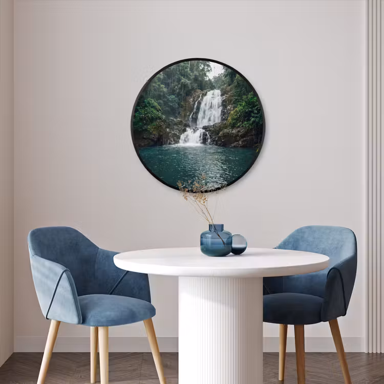 Ronde fotolijst - Waterfall - Forest - Nature - Greenkhgyguyg — 3