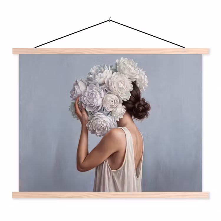 Schoolplaat - Bloemen - Vrouw - Wit — 1