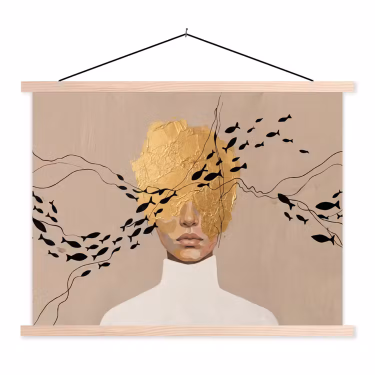 Schoolplaat - Modern - Vrouw - Goud — 1