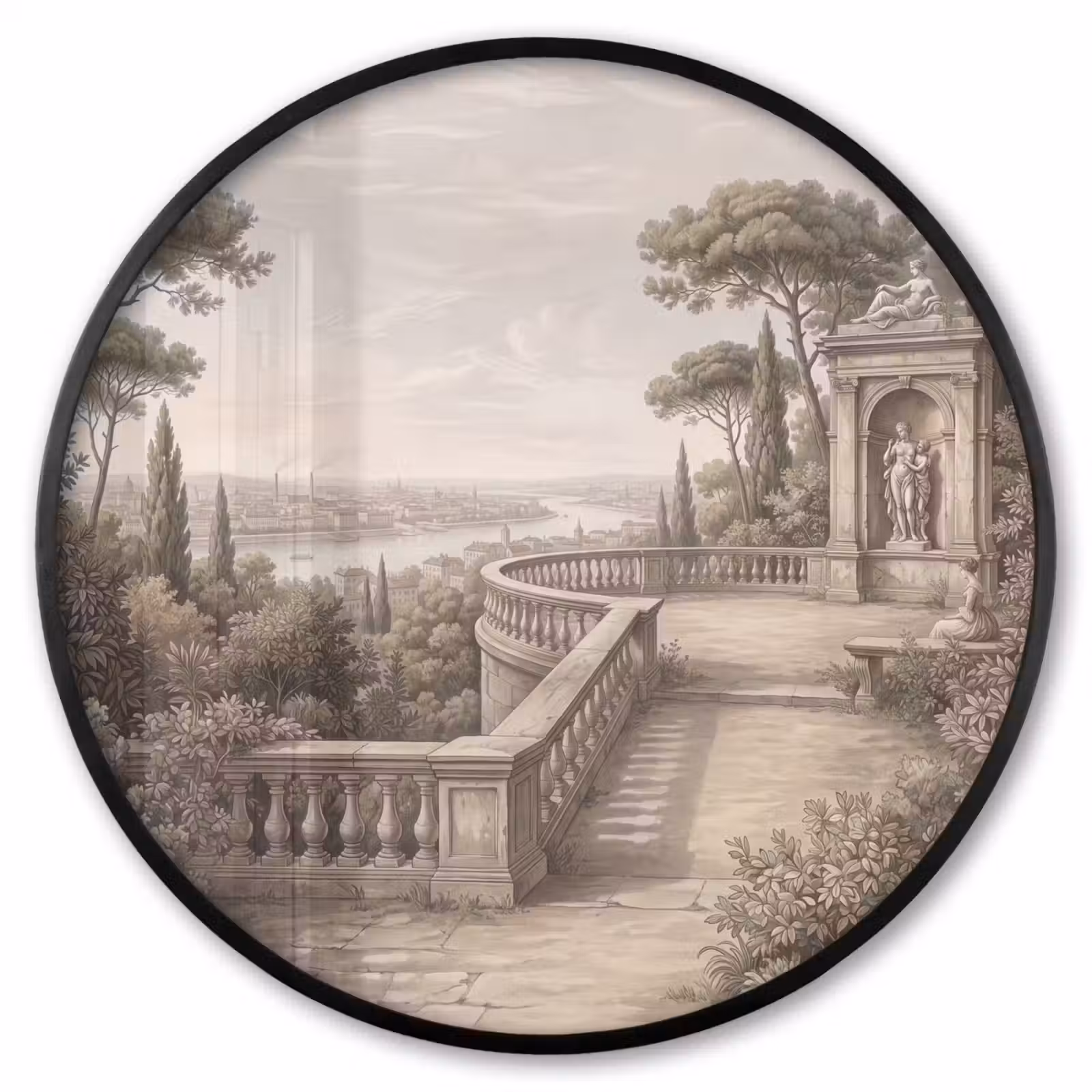 Ronde fotolijst - Terras - Stad - Uitzicht - Rivier — 1