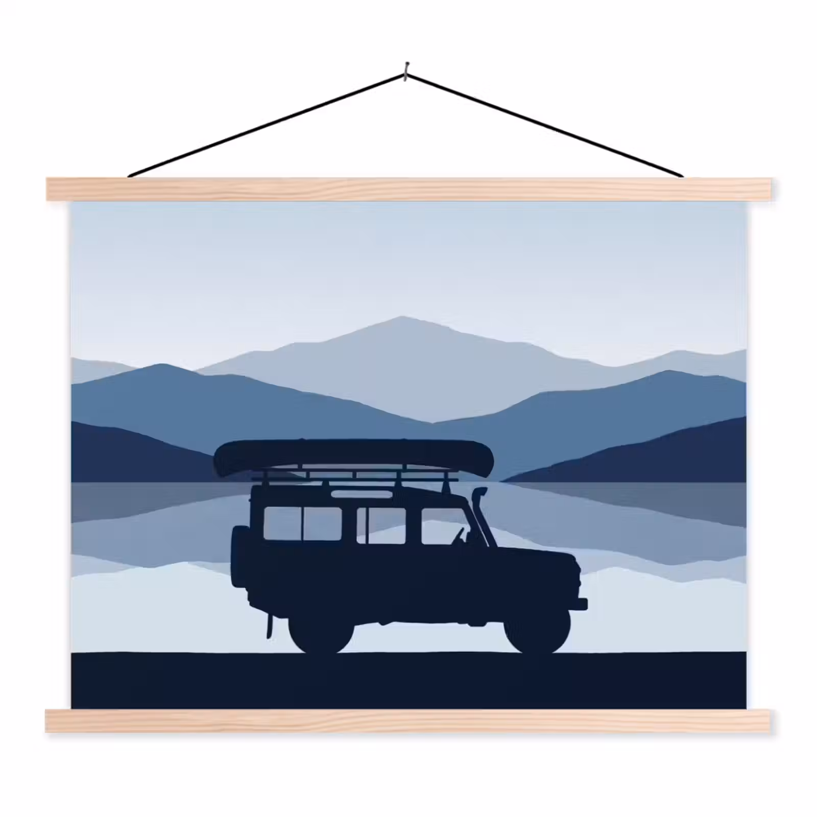 Schoolplaat - Auto - Meer - Bergen - Blauw — 1