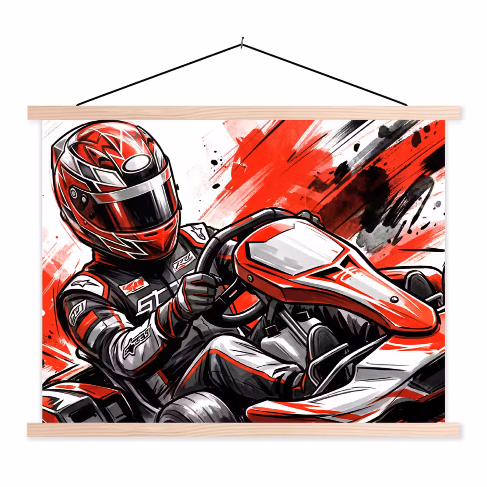 Schoolplaat - Kart - Coureur - Snelheid - Rood — 1