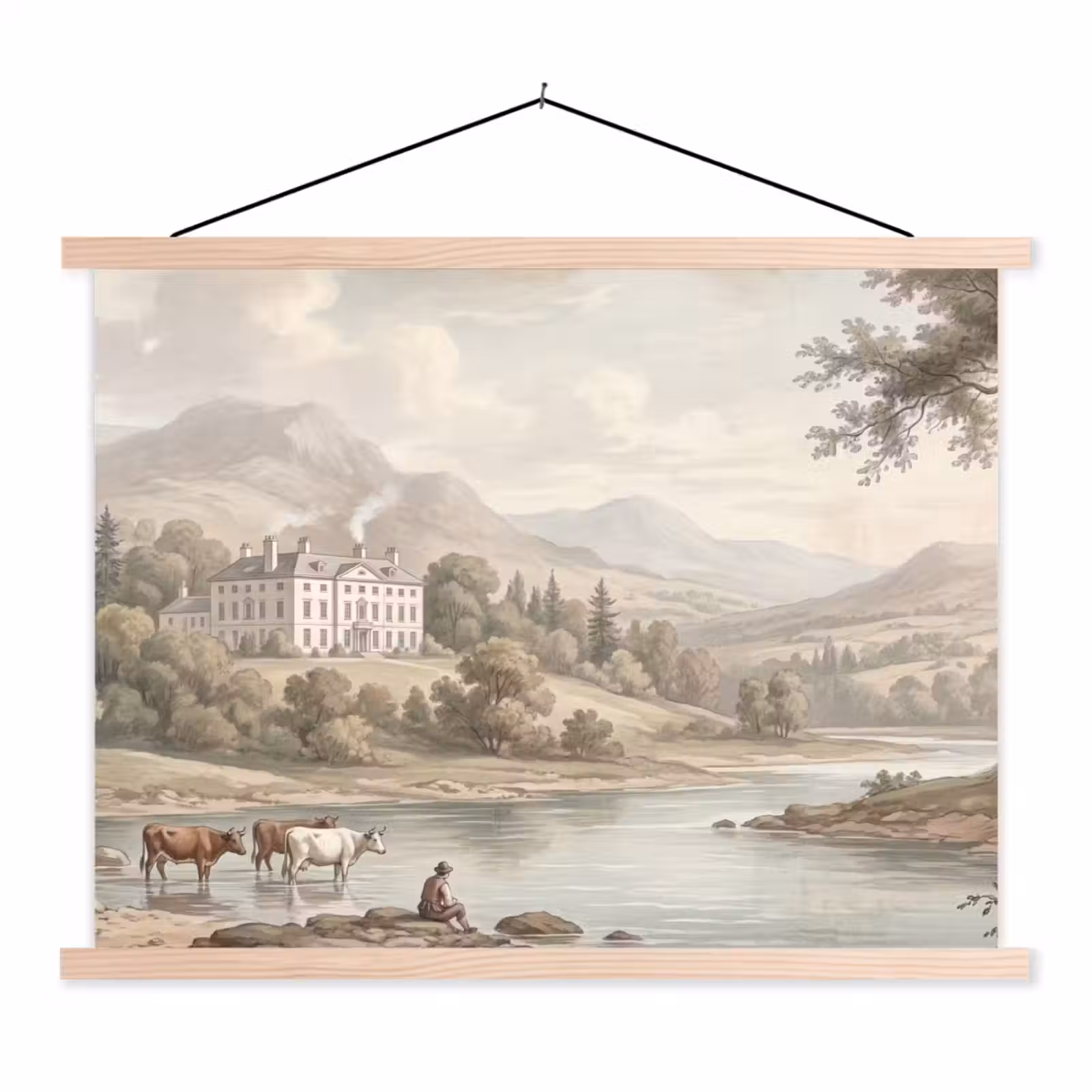 Schoolplaat - Landhuis - Rivier - Vee — 1