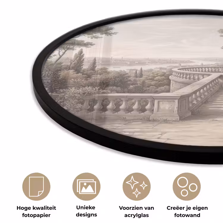 Ronde fotolijst - Terras - Stad - Uitzicht - Rivier — 5