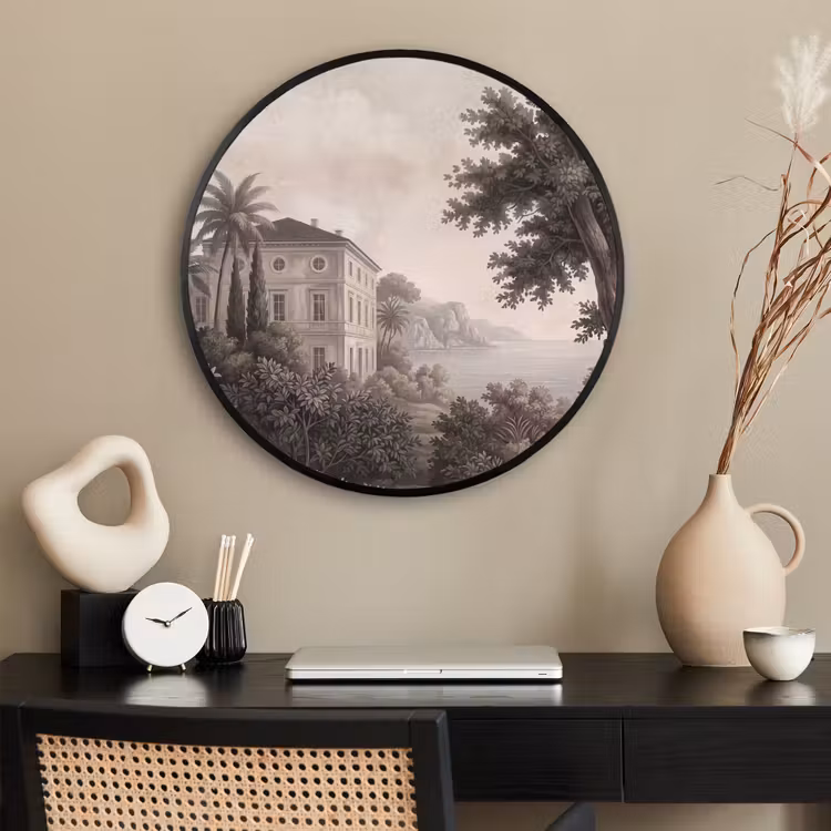 Ronde fotolijst - Zee - Villa - Beige — 2