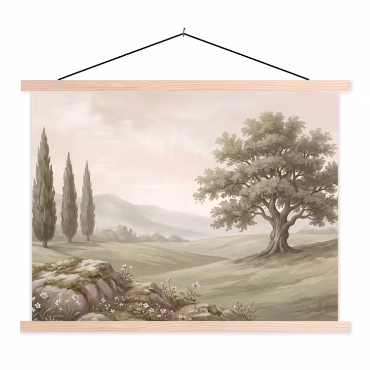 Schoolplaat - Heuvellandschap - Bomen - Natuur - Groen — 1