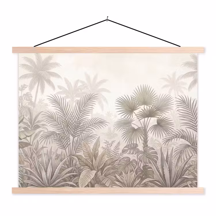 Schoolplaat - Jungle - Tropisch - Natuur -Vintage - Beige — 1
