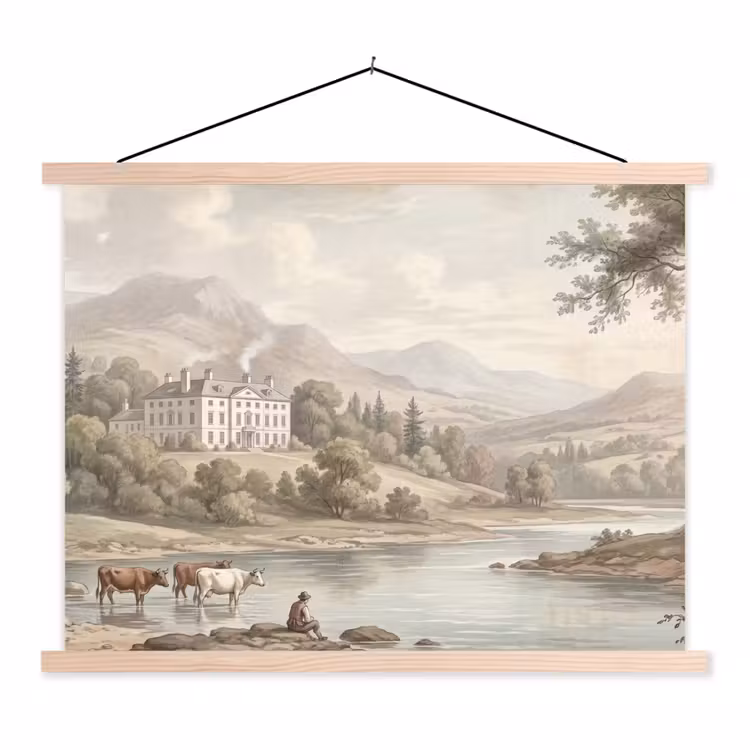 Schoolplaat - Landhuis - Rivier - Vee — 1