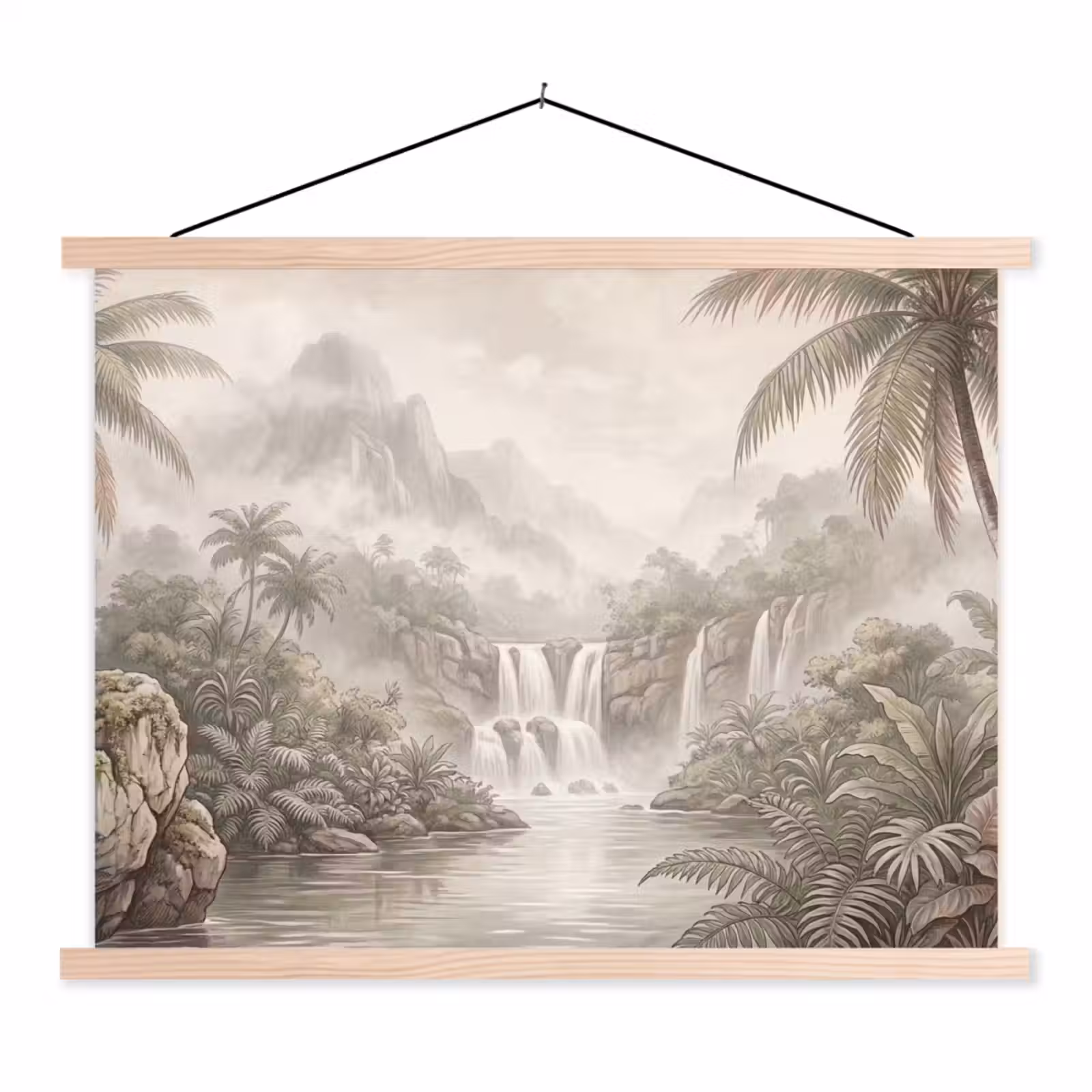 Schoolplaat - Jungle - Watervallen - Tropisch - Illustratie — 1