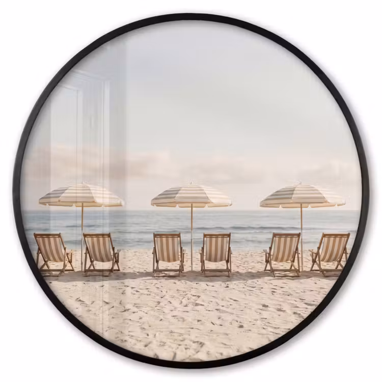 Ronde fotolijst - Strand - Stoelen - Parasol — 1
