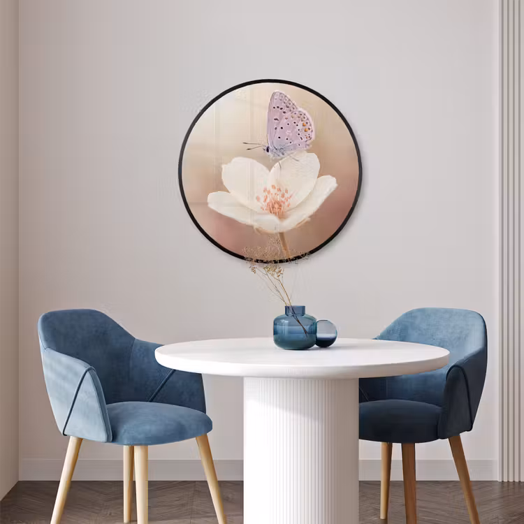Ronde fotolijst - Vlinder - Bloem - Blauw — 3