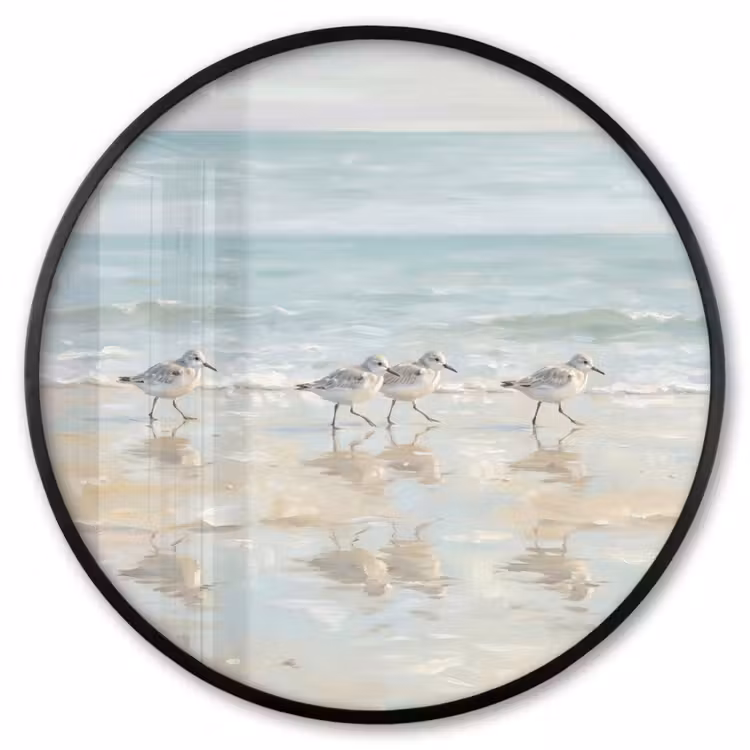 Ronde fotolijst - Vogels - Strand - Zee — 1