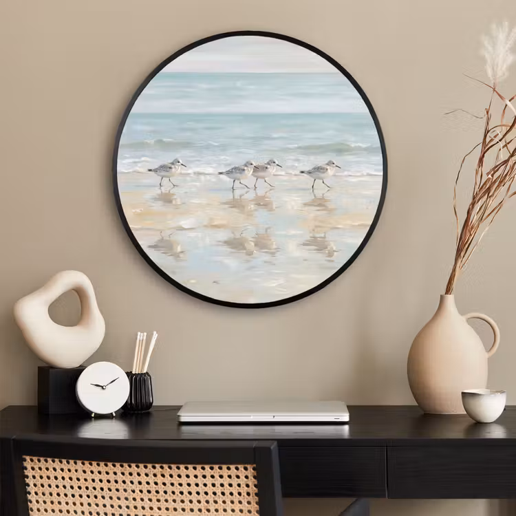 Ronde fotolijst - Vogels - Strand - Zee — 2