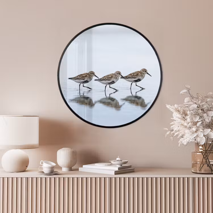 Ronde fotolijst - Vogels - Water - Grijs — 4