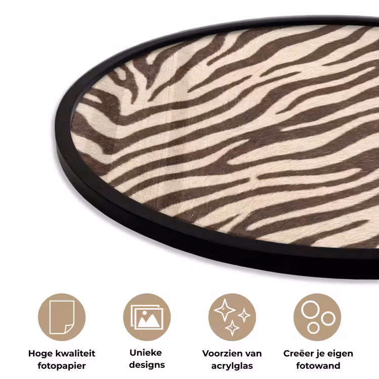 Ronde fotolijst - Zebra - Strepen - Bruin — 5