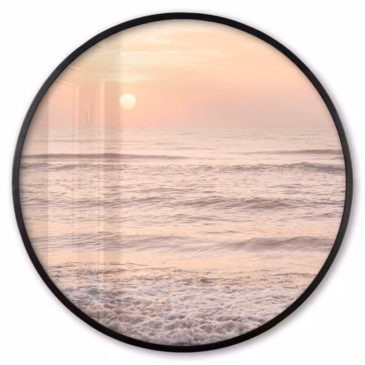 Ronde fotolijst - Zon - Strand - Roze — 1