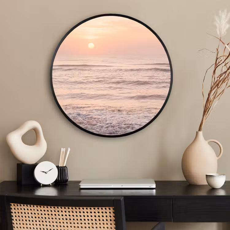 Ronde fotolijst - Zon - Strand - Roze — 2