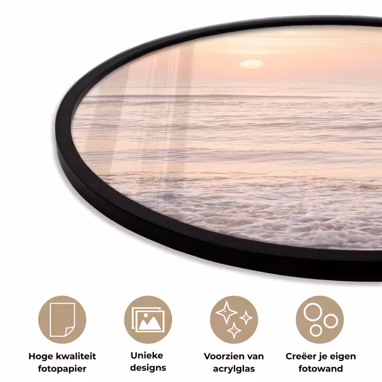 Ronde fotolijst - Zon - Strand - Roze — 5