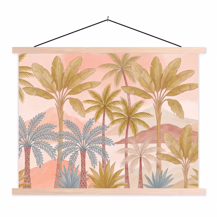 Schoolplaat - Illustratie - Palmbomen - Kleurrijk — 1