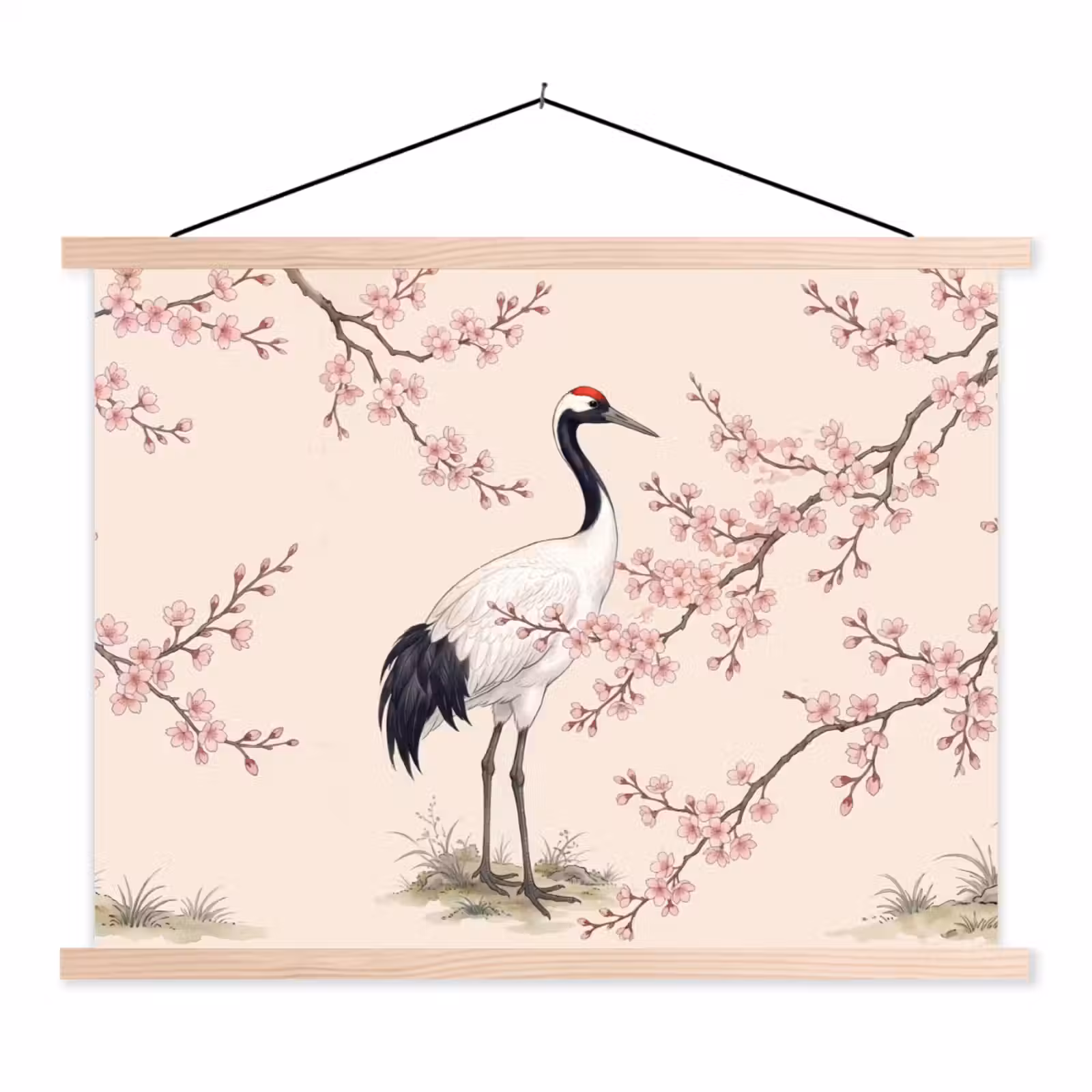 Schoolplaat - Aziatisch - Kraanvogel - Beige — 1